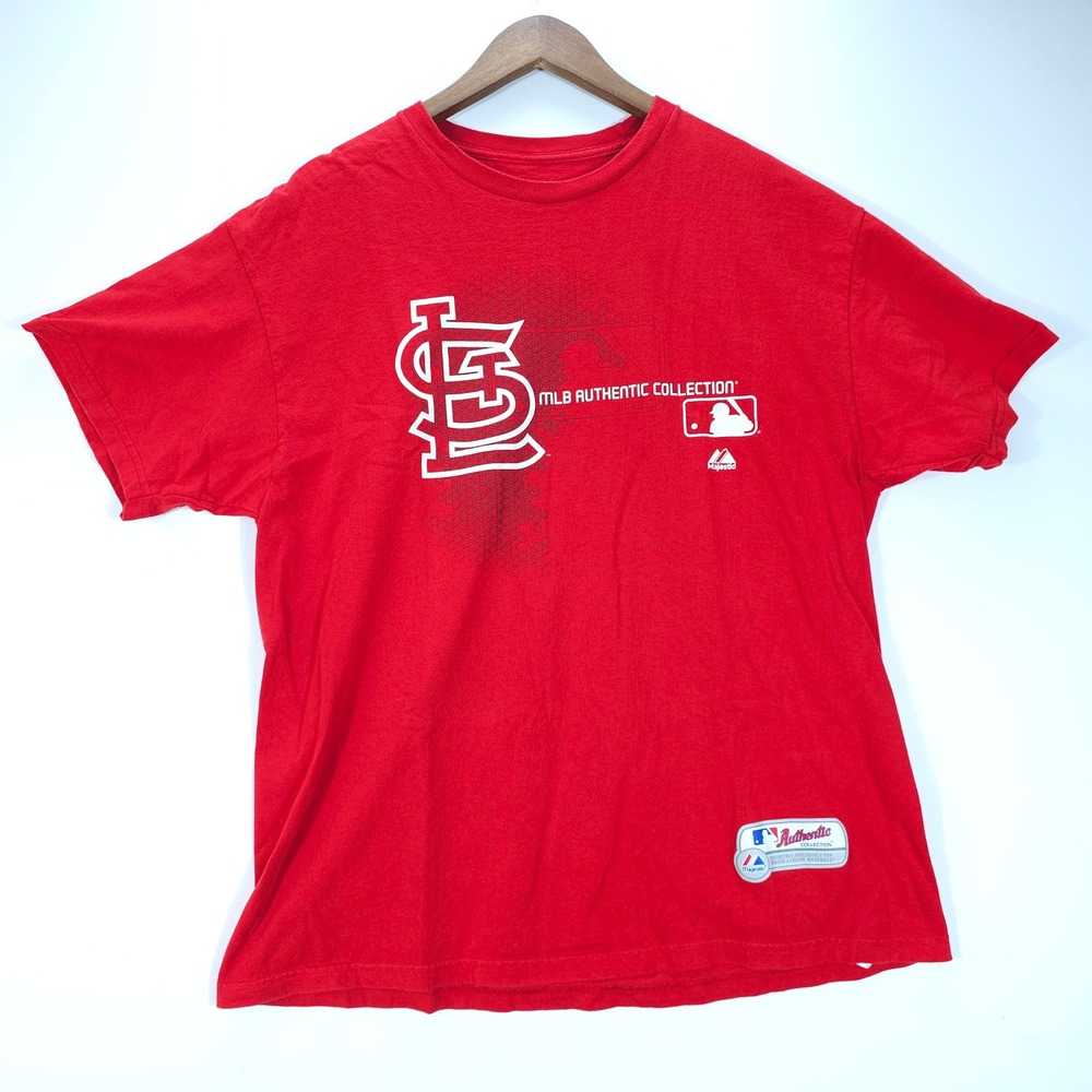 Y2K Majestic St Louis Cardinals Mens XL Red MLB Authentic Collection T-Shirt